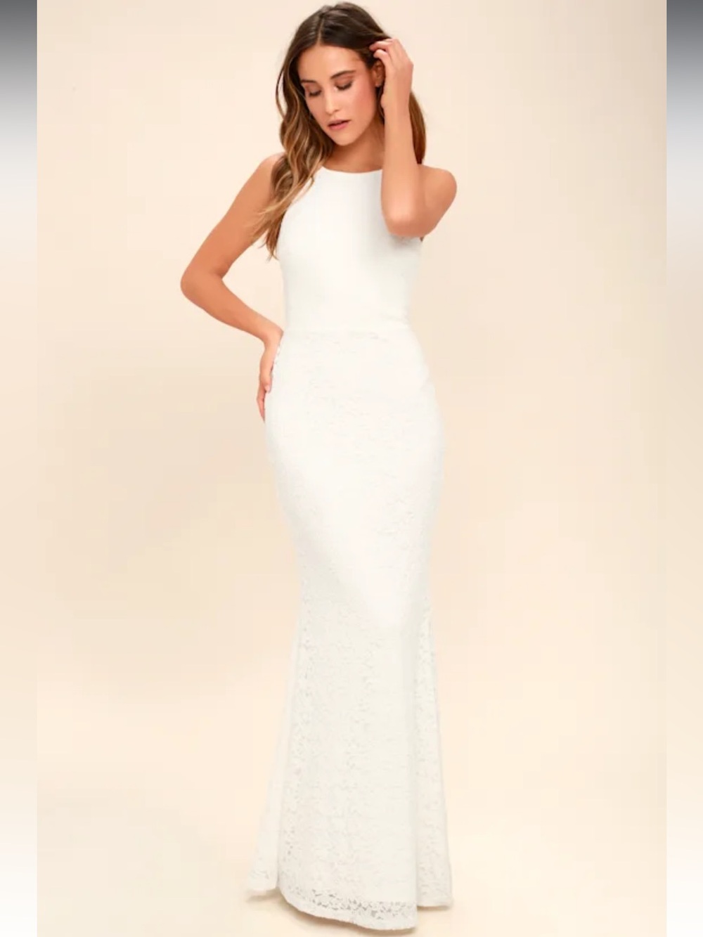 Ephemeral Allure Ivory Lace Maxi Dress